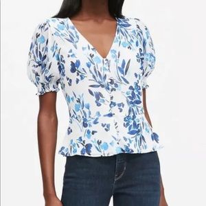 NWT Banana Republic Floral Peplum Button Blouse